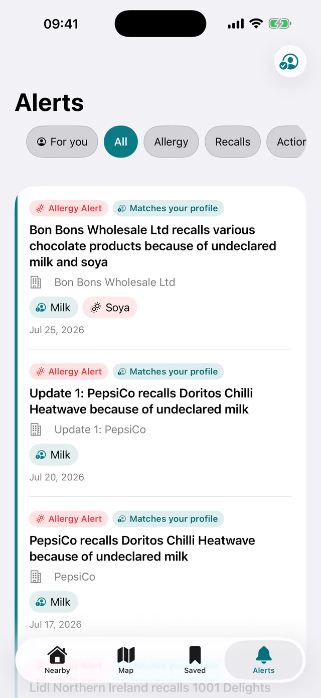 Food recall and allergy alerts from the FSA in Vittly.